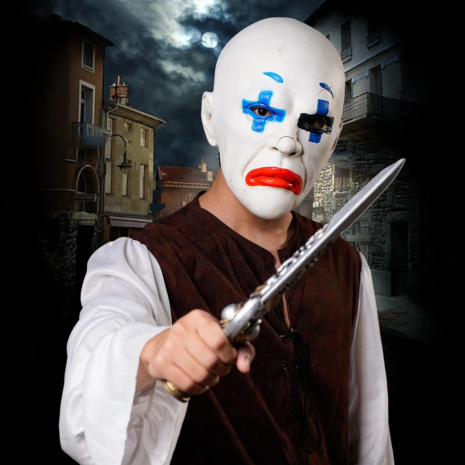 Glatze Clown Maske, Horrorhaube, Festival Kostüm Requisite, geeignet für Halloween