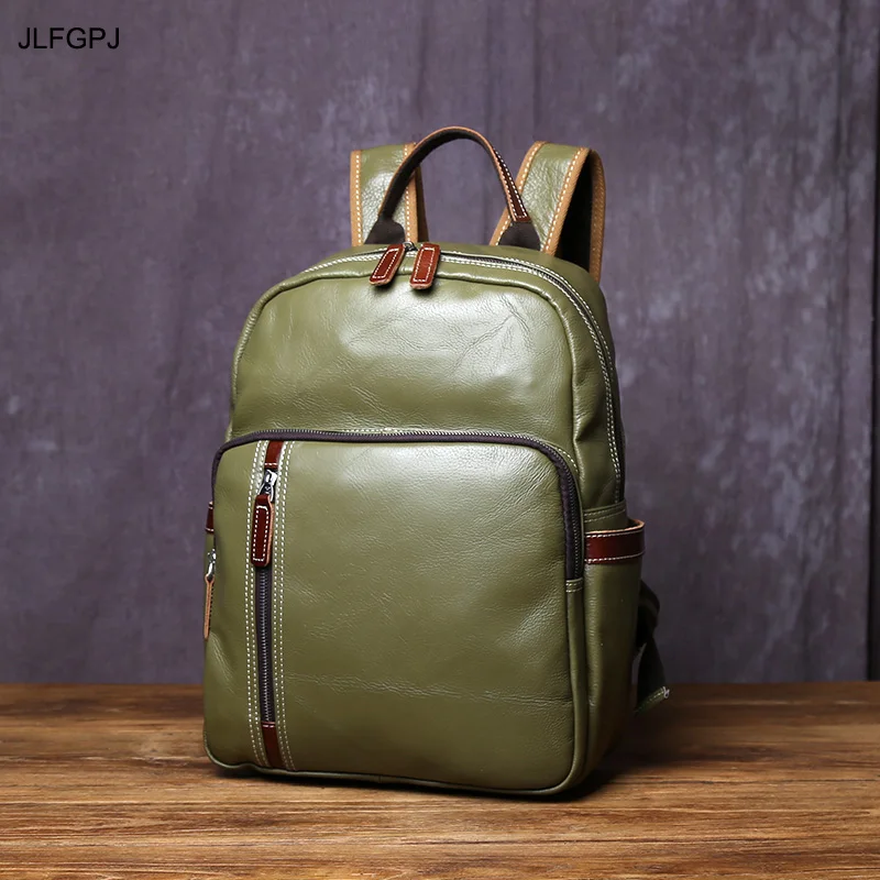 

Genuine Leather Backpack For Men Casual College Style Book Cover Layered Cowhide Simple And Fashionable 15 inch Laptop Bag