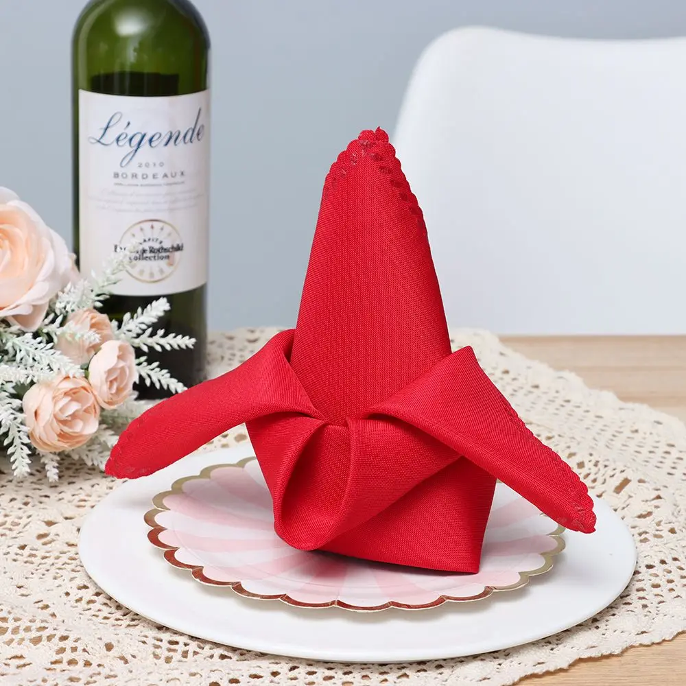 Party Supplies Soft Table Linen Dinner Napkins Wedding Table Cloth Cloth Napkins Solid Red