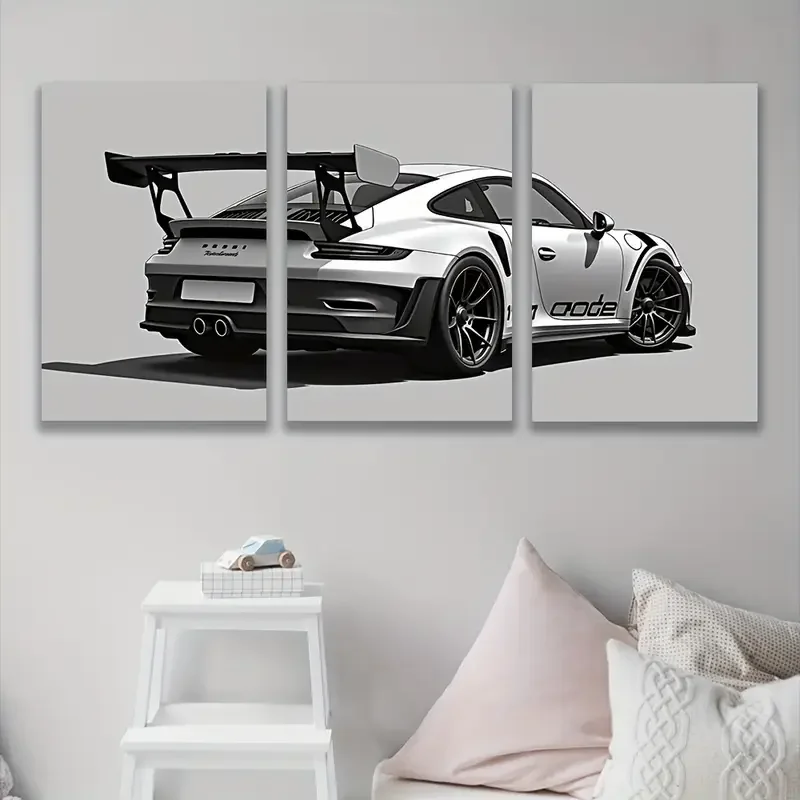 [2D Flat] 3pcs, Canvas Painting - No, Good Car, Poster and Print, Office, Living Room, Room, Bar, Party Gift, Birthday Gift, Hol