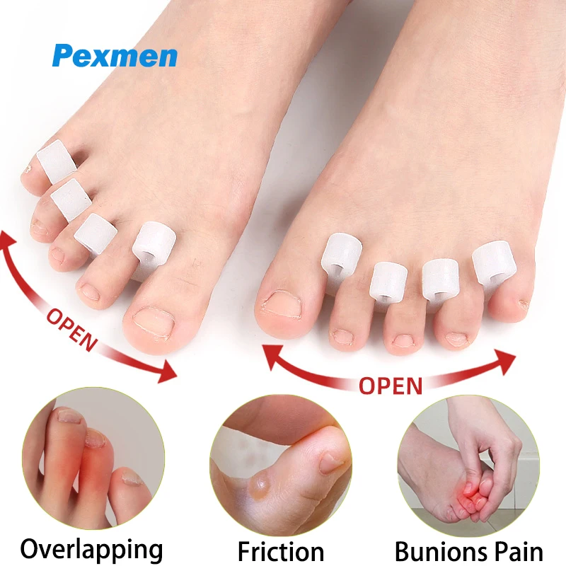Pexmen 2Pcs Upgraded Gel Toe Separator Toe Spacers for Separating Toenails or Nails Toe Spreader for Overlapping Toes