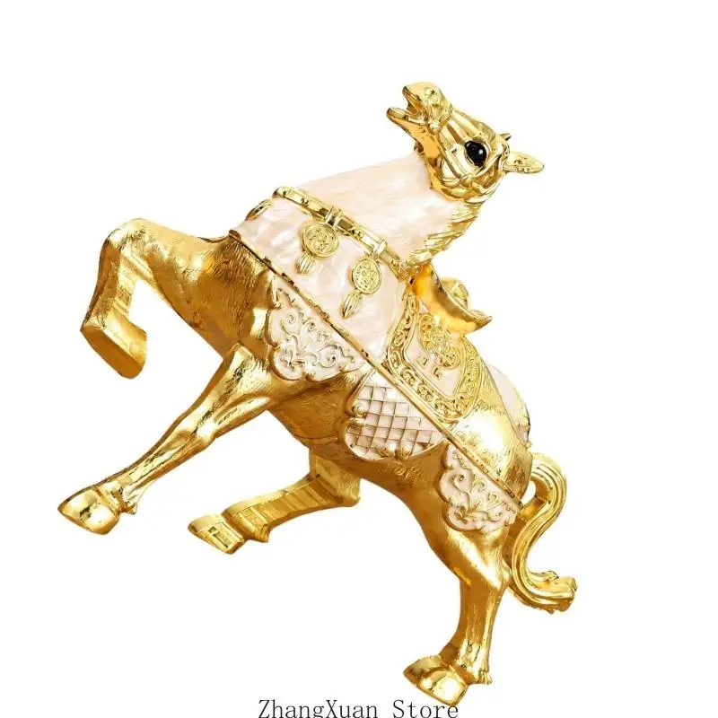 Pferdefigur-Tabakbehälter mit Deckel, dekorativer Aschenbecher aus Metall für Wohnzimmer, Büros und Teestuben 3XUF – Detail 3