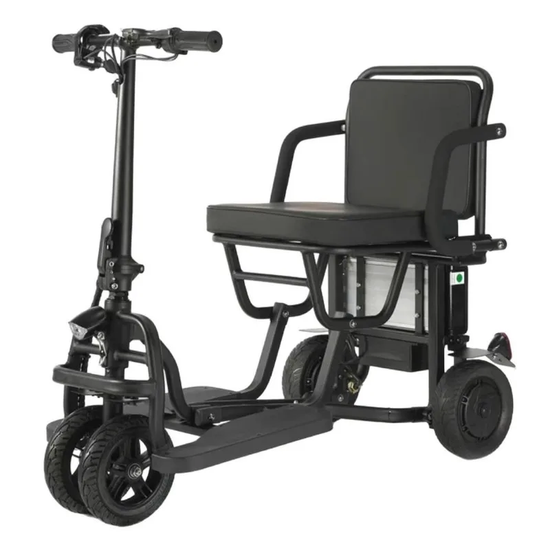 

Folding aluminum alloy electric wheelchair tricycle elderly mobility four-wheeler