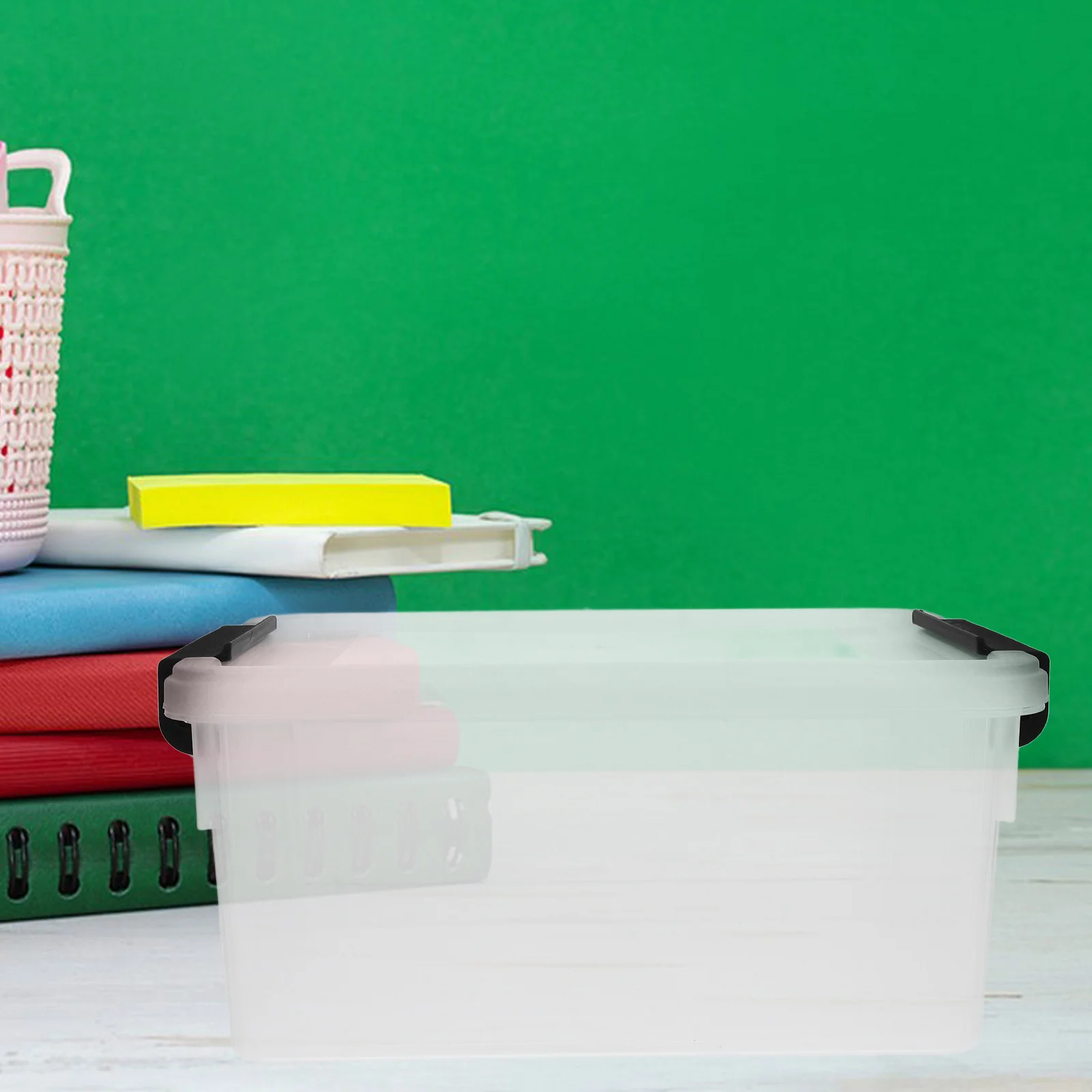 صندوق تخزين منظم الملفات المكتبي سعة 7 لتر، صندوق مستندات شفاف للاستخدام المكتبي، صندوق تخزين الملفات البلاستيكية الشفافة مع غطاء محكم الغلق