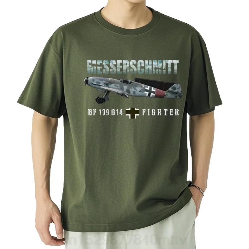 الحرب العالمية الثانية الألمانية Messerschmitt Bf 109 G14 مقاتلة تي شيرت 100% القطن س الرقبة الصيف قصيرة الأكمام عادية قميص رجالي حجم S-3XL #3