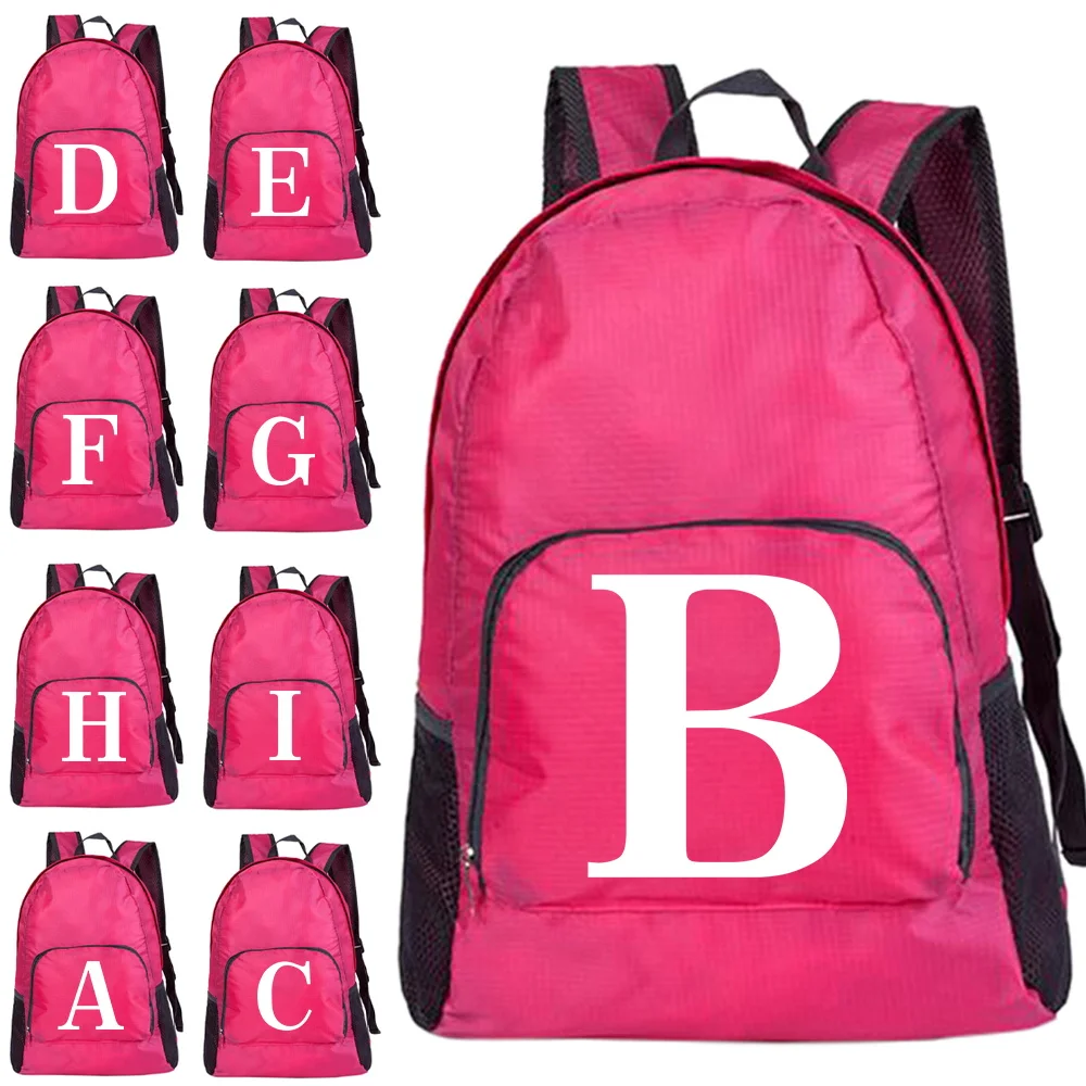 

Folding Eco-friendly Backpacks Large Capacity Mountaineering Bag Portable Leisure Men Women Sport Bags White Printing Series