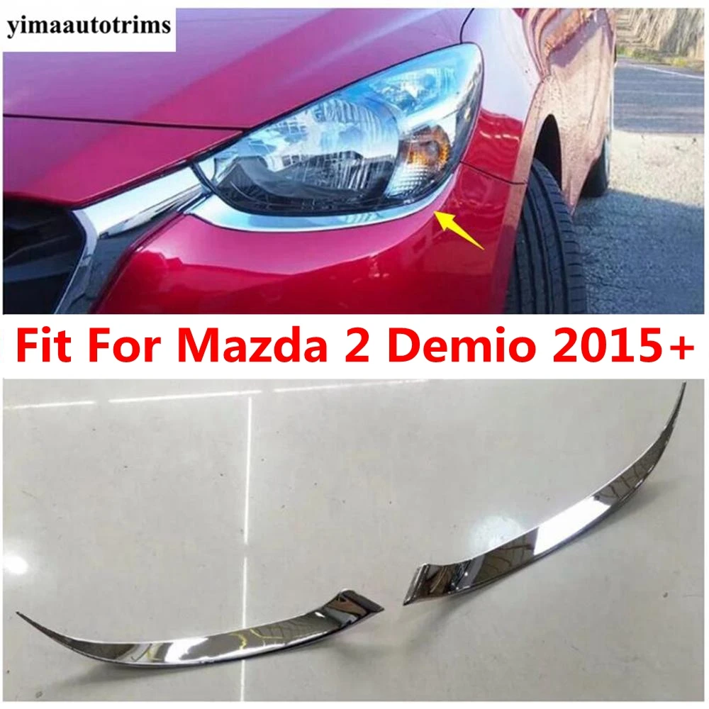 

Car Front Head Lights Lamps Eyebrow Strip Decoration Cover Trim For Mazda 2 Demio 2015 - 2023 ABS Chrome Accessories Exterior