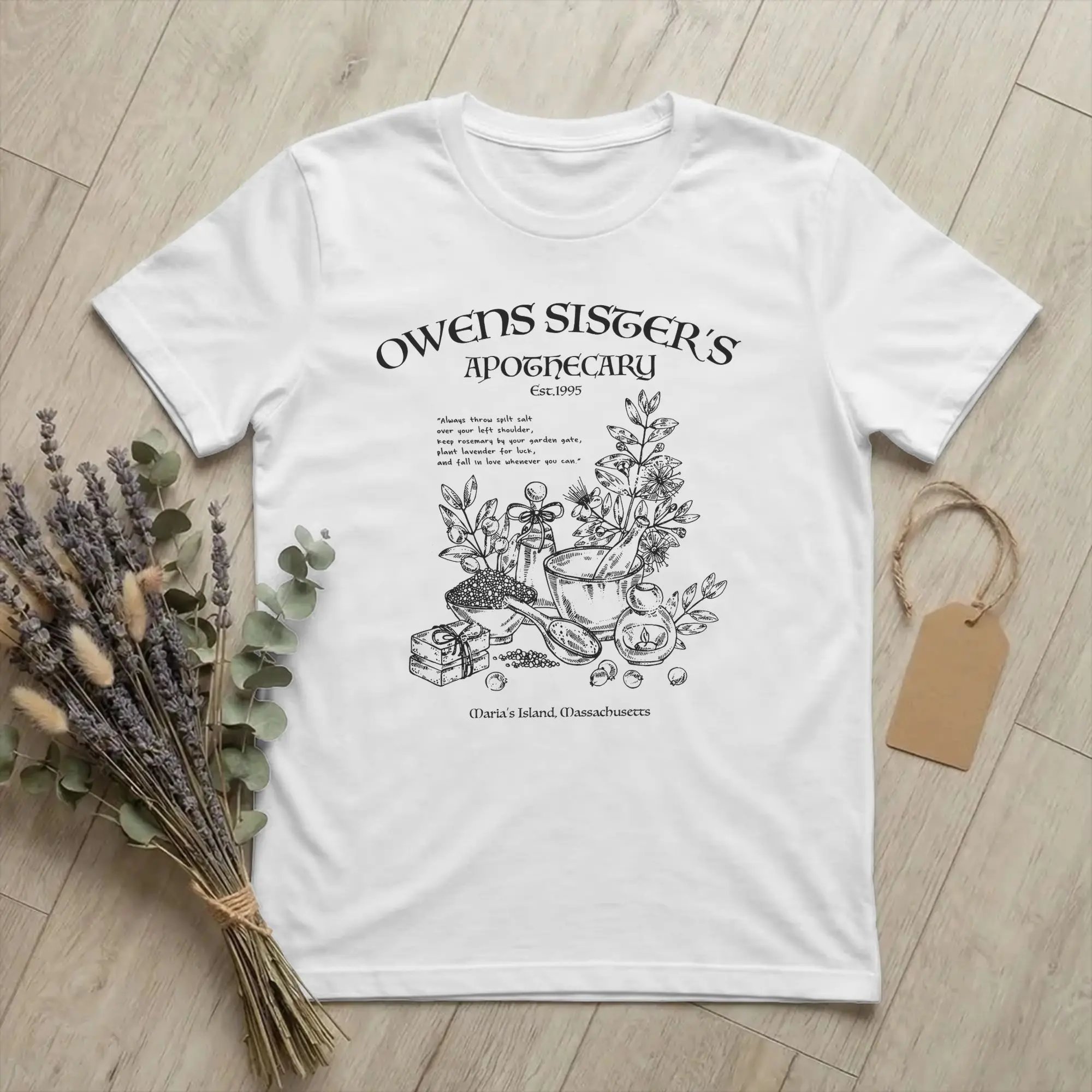 Practical Magic Owens Sisters Apothecary Witchy Woman for Men T Shirts Funny Tees O Neck T-Shirt 100% Cotton Gift Idea Clothes