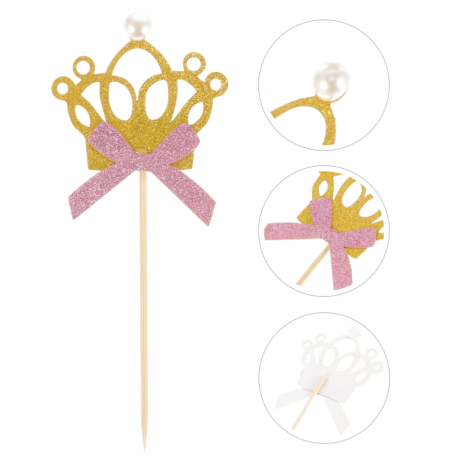 

12 Pcs Golden Crown Cake Toppers Lightweight Stick Wedding Birthday Cupcake Muffin Dessert Topper Picks