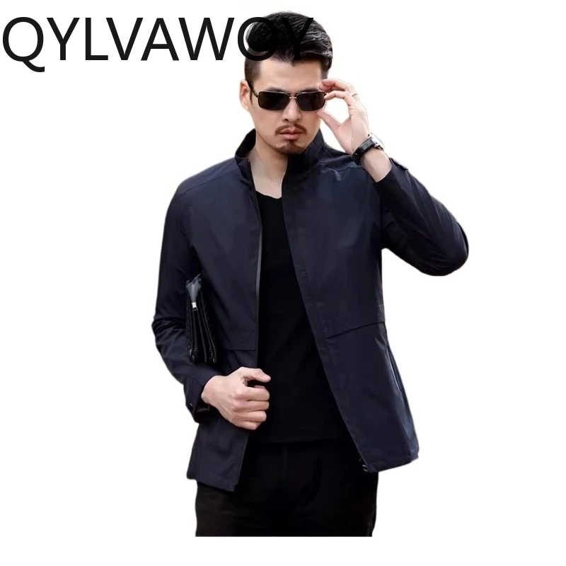 QYLVAWOY Man Jacket Spring Autumn Jackets Lapel Jackets for Man Anti-wrinkle Coat Solid Menswear Clothing Business Casual New