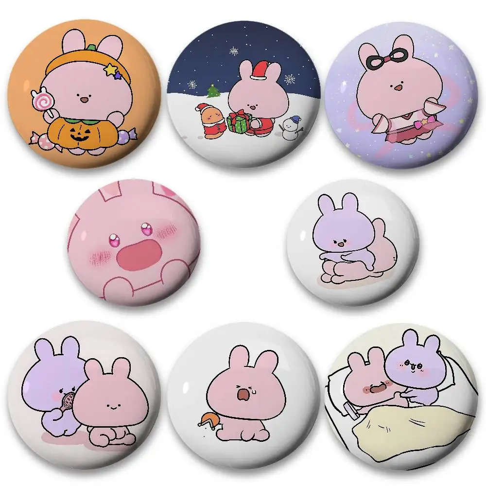 

Cute Asamimichan Badges Round Button Pins Slogan Creative Brooches Backpack Clothes Decoration Fashion Gifts