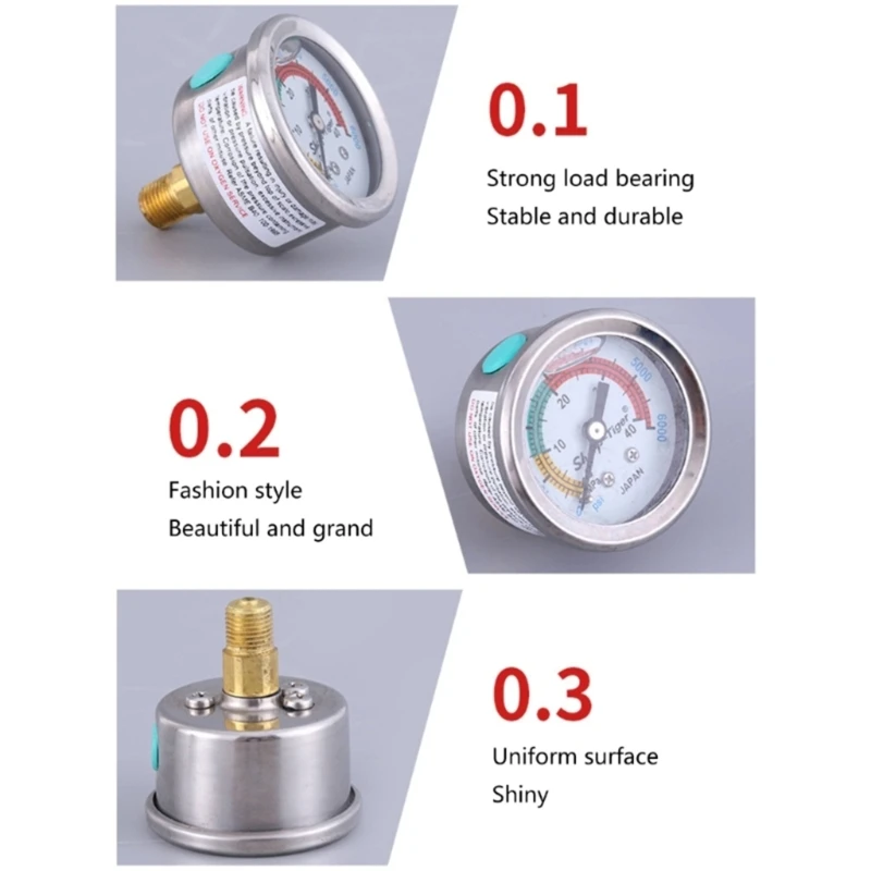 Pompa durevole Guage con manometro per pompa ad aria con telaio in acciaio inossidabile 0-6000/0-40MPa manometro per attrezzatura subacquea misura 40JE