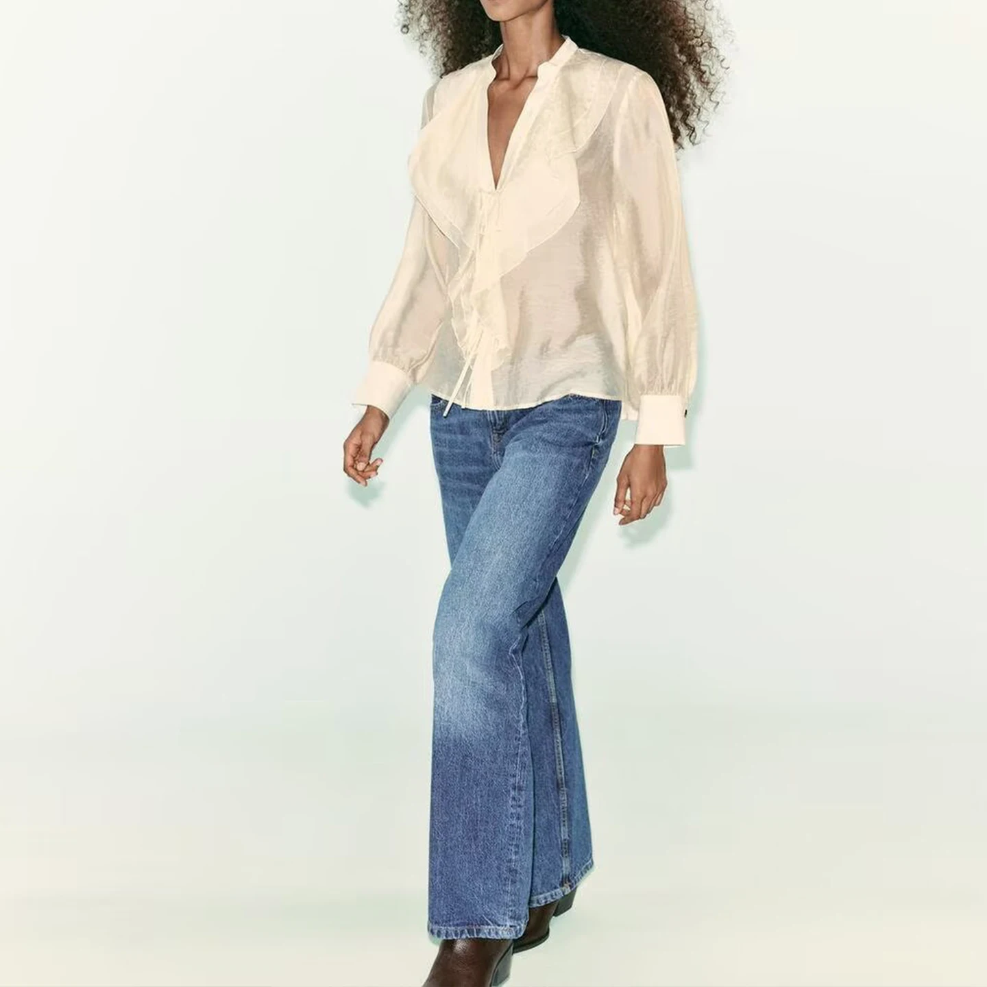 Z Faion irt Nodo Decorazione da donna Design a strati Ele Sle Long Sve V-Ne Chiusura con bottoni