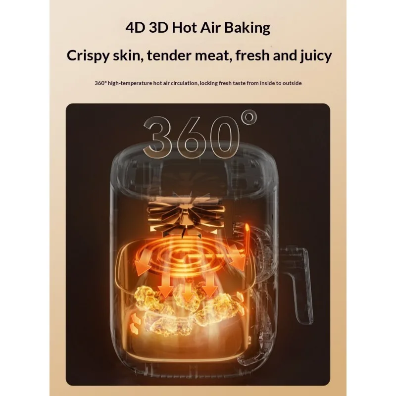 Airo German Imported Air Fryer Visible Smart Touch Screen Control Oil-Free Non-Stick Pan Liner Household 2024 New Model Oven