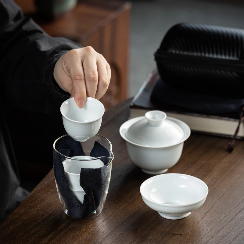 Porcelain Service Gaiwan Tea Cups Mug of Tea Ceremony Teapot Chinese Portable Kung Fu Travel Tea Set Ceramic Teacup with Filter