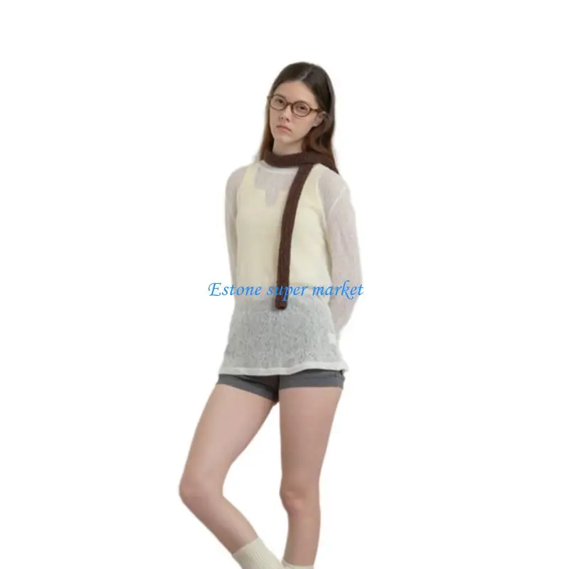 090B Thin Scarf Child Posing Muffler Soft & Breathable Neckerchief for Lady Girls
