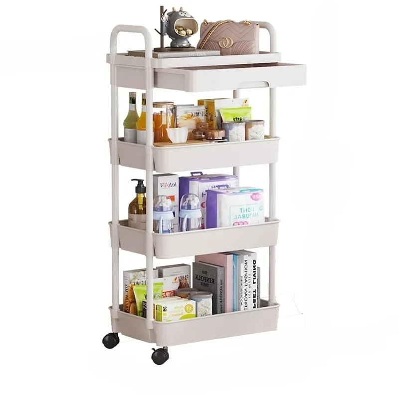 

Ins IronTrolley for Beauty Salon Auxiliary Cart with Wheels Pulley Armrests Movable Simple Creative Hand Cart for Barber Shop
