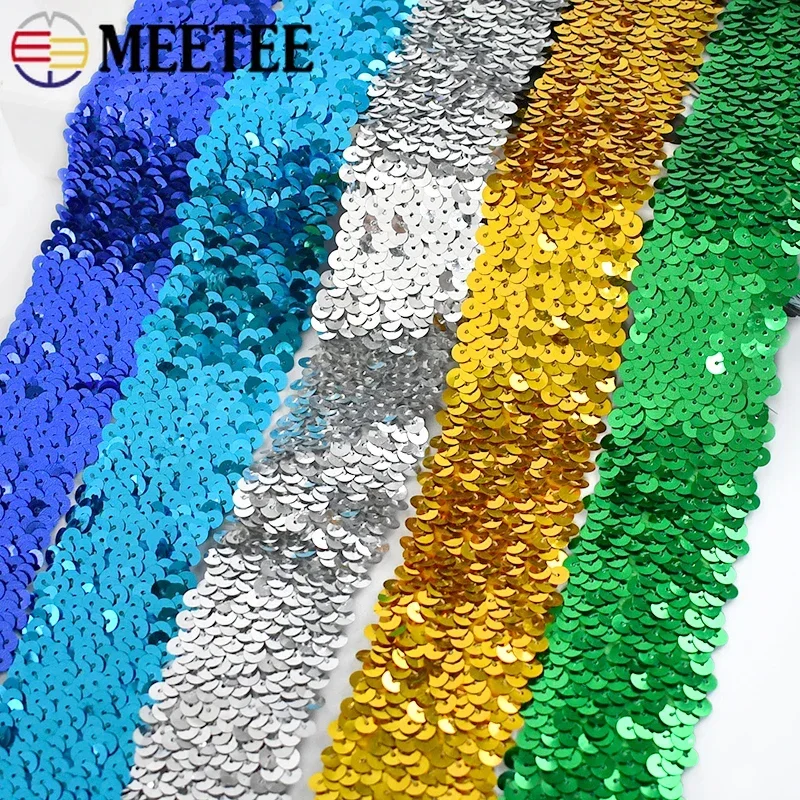 

2/5Meters 45mm Sequins Laces Elastic Band Lace Trimming Stretch Ribbon Party Dress Clothes Decor Bands DIY Sewing Accessories