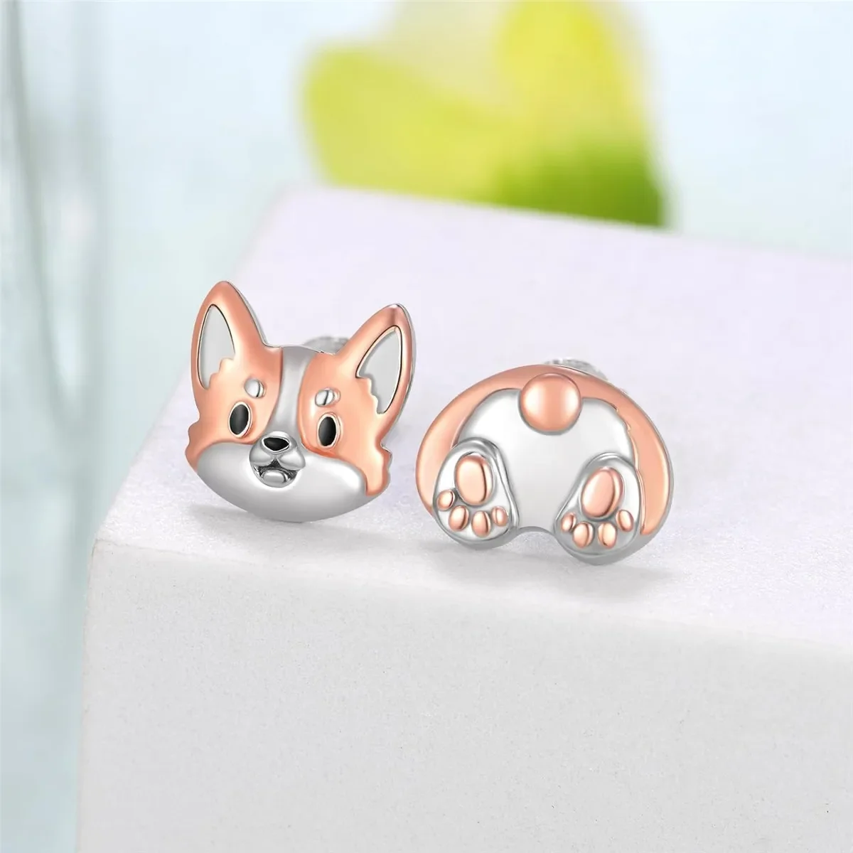 1Pair Cute Two-color Corgi Earrings Exquisite Women's Pet Puppy Jewelry Accessories Dog Lovers Perfect Holiday Birthday Gift