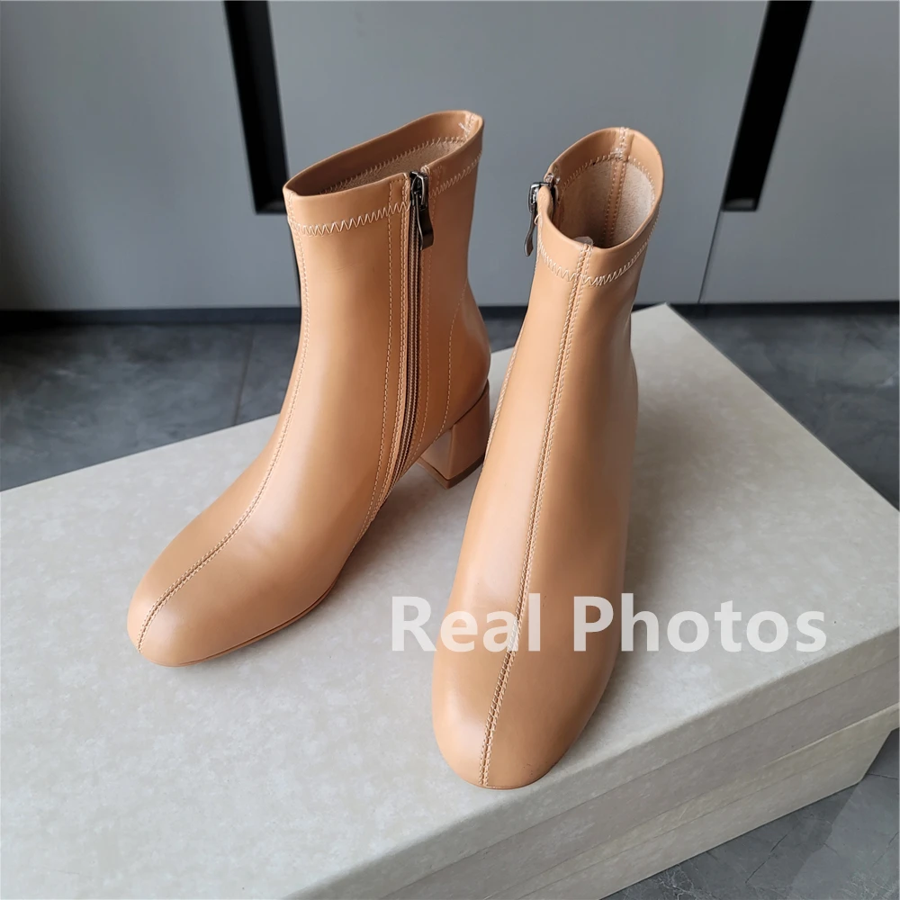 FEDONAS Elegant Women Genuine Leather Ankle Boots Thick High Heeled Autumn Winter Short Fashion Shoes Woman Office Lady Boots