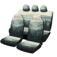 Misty Forest Car Seat Covers - Stylish Polyester, Universal Fit For Most Cars, 2 Front & Rear Seat Protectors With Mountain & Tr