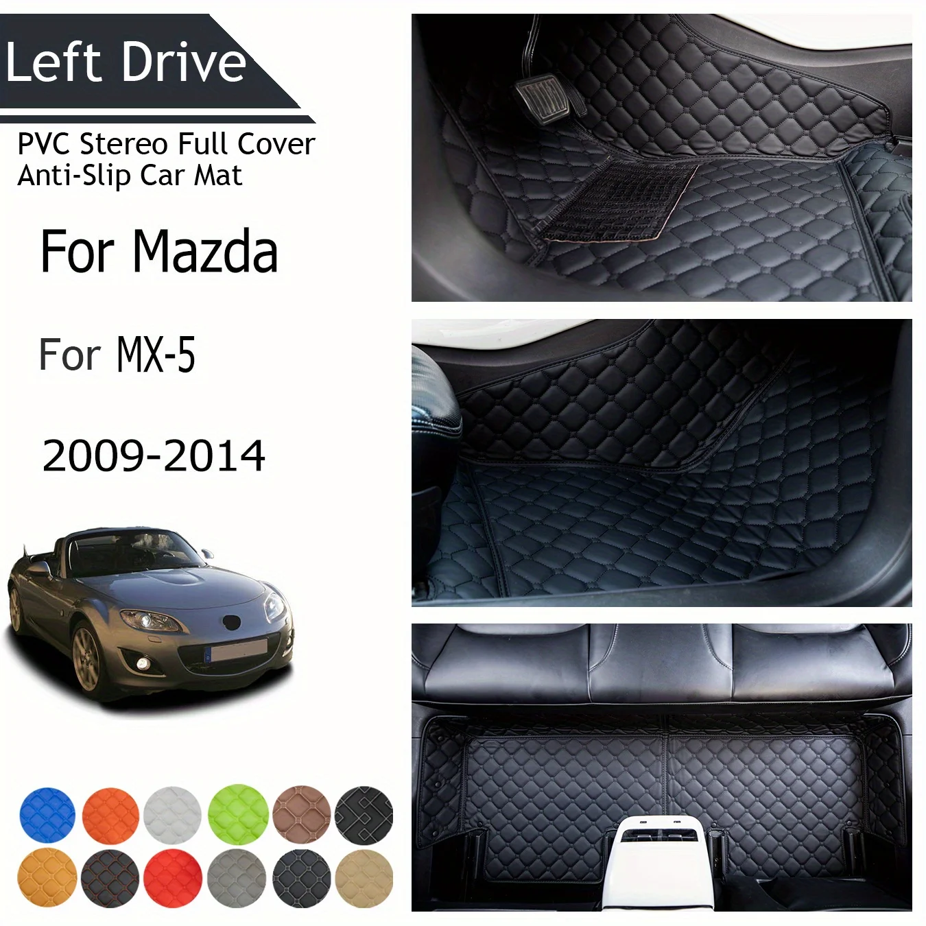 

TEGART 【LHD】For Mazda For MX-5 2009-2014 Three Layer PVC Stereo Full Cover Anti-Slip Car Mat Car Floor Mats Car Accessories