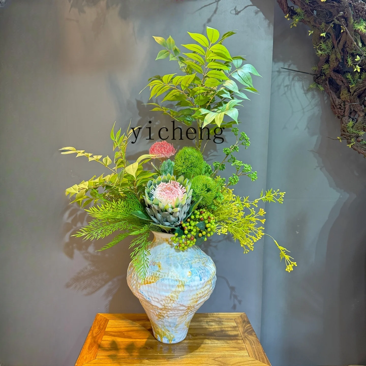 ZYA Jingjifeng Realistic High-end Bouquet Living Room Entrance Decoration Floral Art Vintage Style Flower Arrangement Set