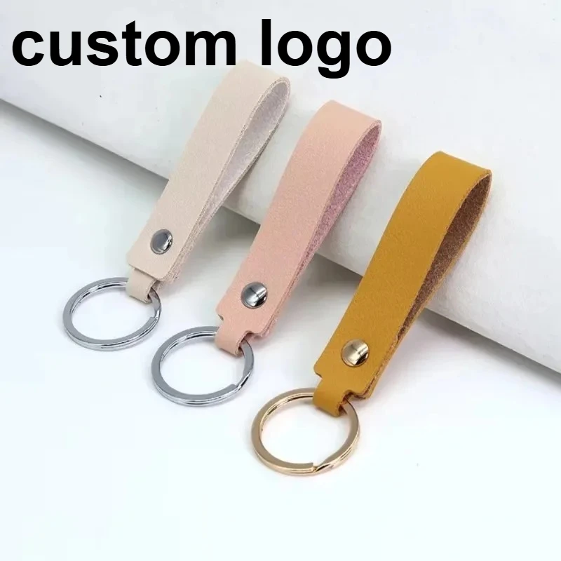 Wholesale 10PCS Personalized Leather Keychain  Custom Logo Car Motorcycle Key Chain Men Women Bag Key Chain Ring Charm Accessory