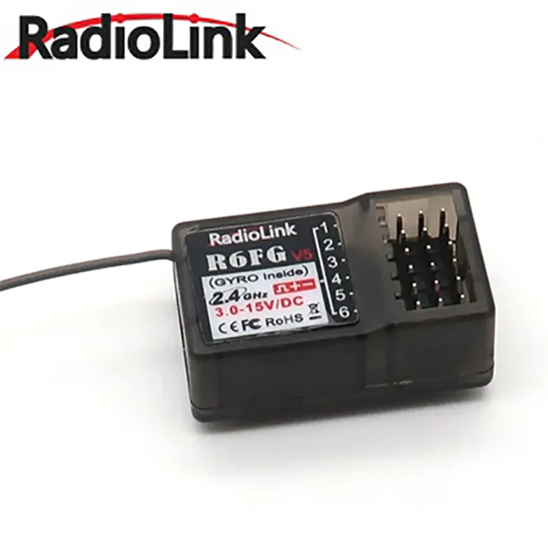 Radiolink R6FG V5 Receiver 6 Channel 2.4GHz for RC Car and Boat Radio Transmitter Remote Controller RC6GS V2/RC4GS V2/T8FB/T8S