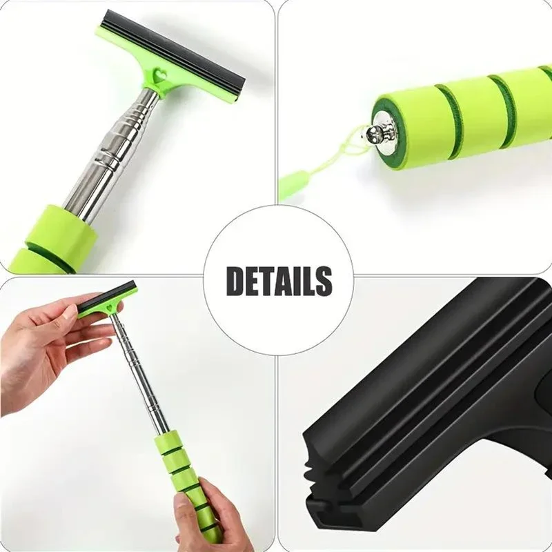 Car Rearview Mirror Wiper Telescopic Handle Car Rearview Mirror Wiper Durable Stainless Auto Glass Cleaning Tools Cleaning Brush view 6