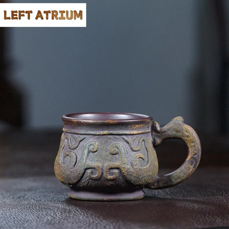 

170ml Yixing Purple Clay Oil Painting Bronze Coffee Mug Oatmeal Breakfast Mug Afternoon Tea Mug Office Water Cup Tableware Gift