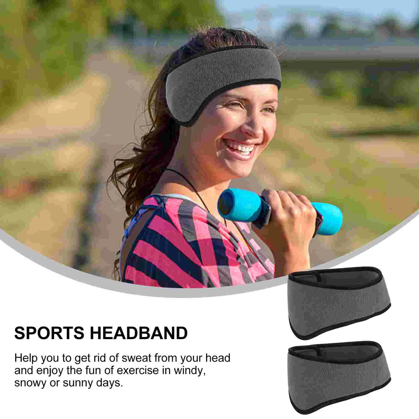 2 Pcs Outdoor Ear Warmer Headband Men Women Covered Polyester Running Sweatband Full