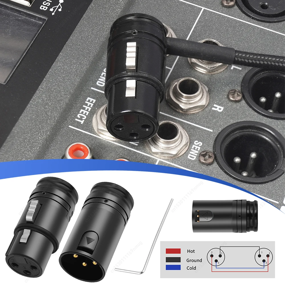 Male To Male/Female To Female Compact XLR Microphone Solder Adapter 3 Pin XLR Audio Gold Plated Connector Plug Zinc Alloy Shell