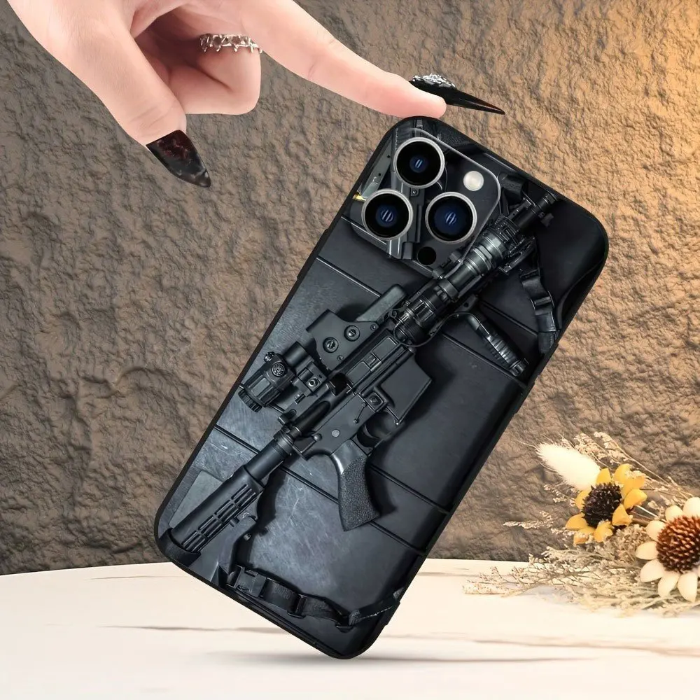 حافظة سوداء سميكة بسيطة لهاتف iPhone 16/15/14/13/12/11 Pro Max لأحدث اتجاهات الموضة. الغطاء الخلفي #4