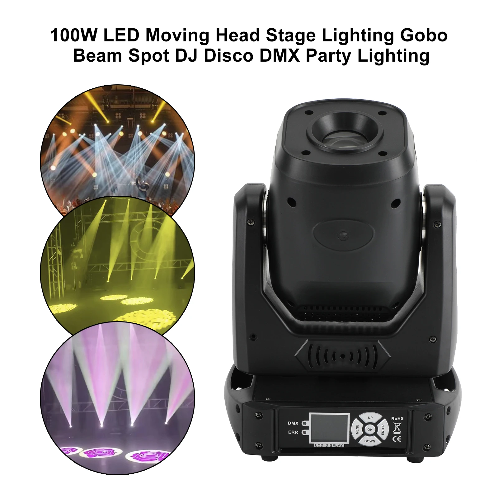 

100W LED Moving Head Stage Lighting Gobo Beam Spot DJ Disco DMX Party Lighting