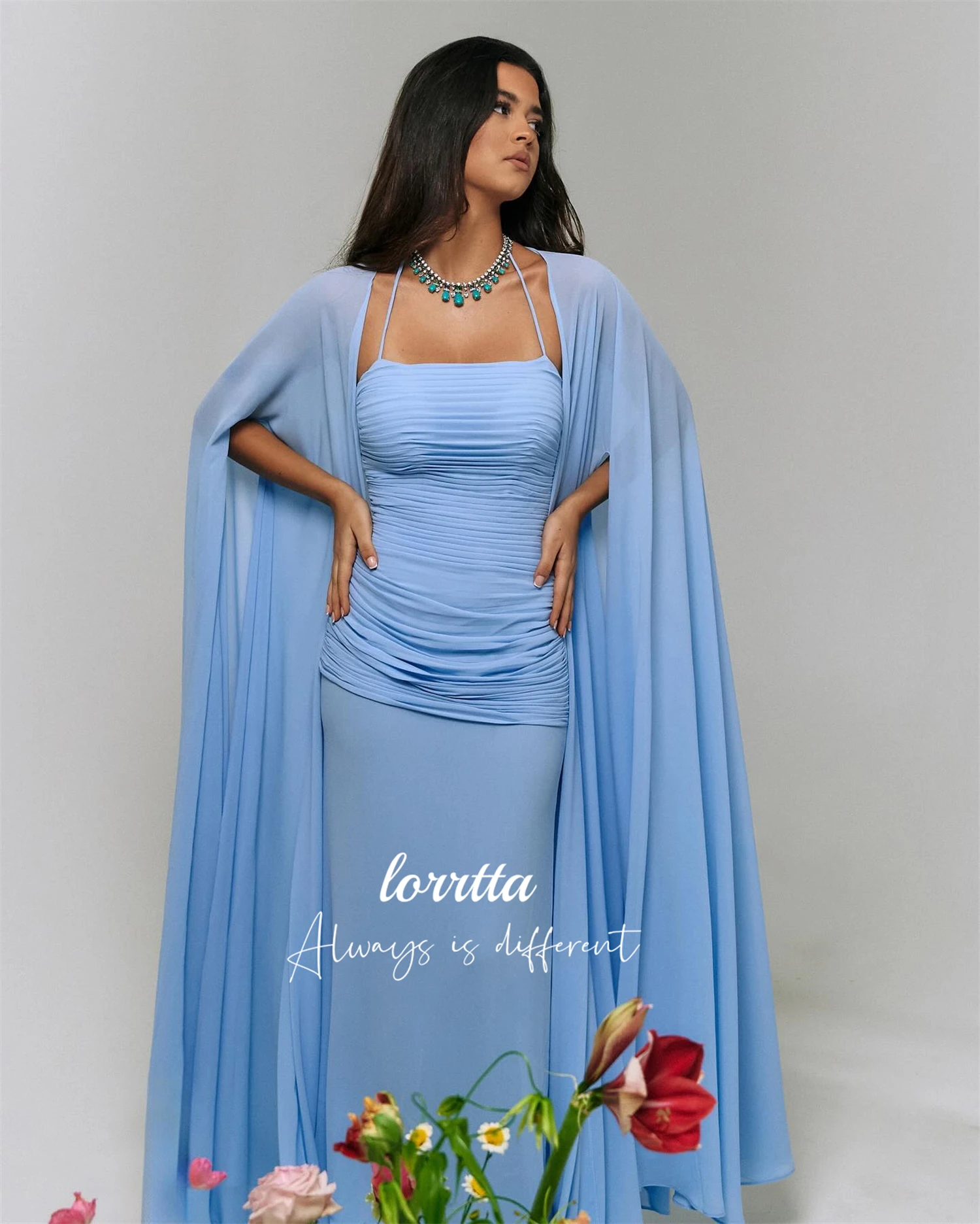 

Lorrtta Woman Party Dress Chiffon Fishtail Cut Graduation Gown Evening Midi Dresses for Special Occasions Robe De Soiree Femmes