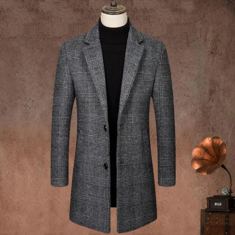 

New Winter Men Wool Blends Coats Quality Brand Men's Fashion Casual Long Section Overcoat Thick Warm Wool Coat Male