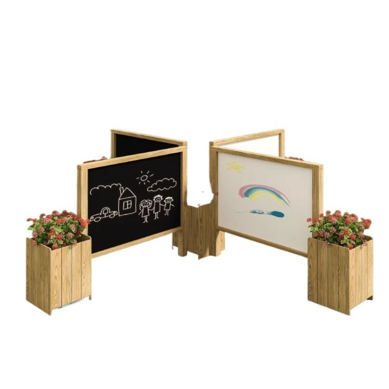Outdoor graffiti area, material transparent painting board, multi-functional, erasable blackboard solid wood easel