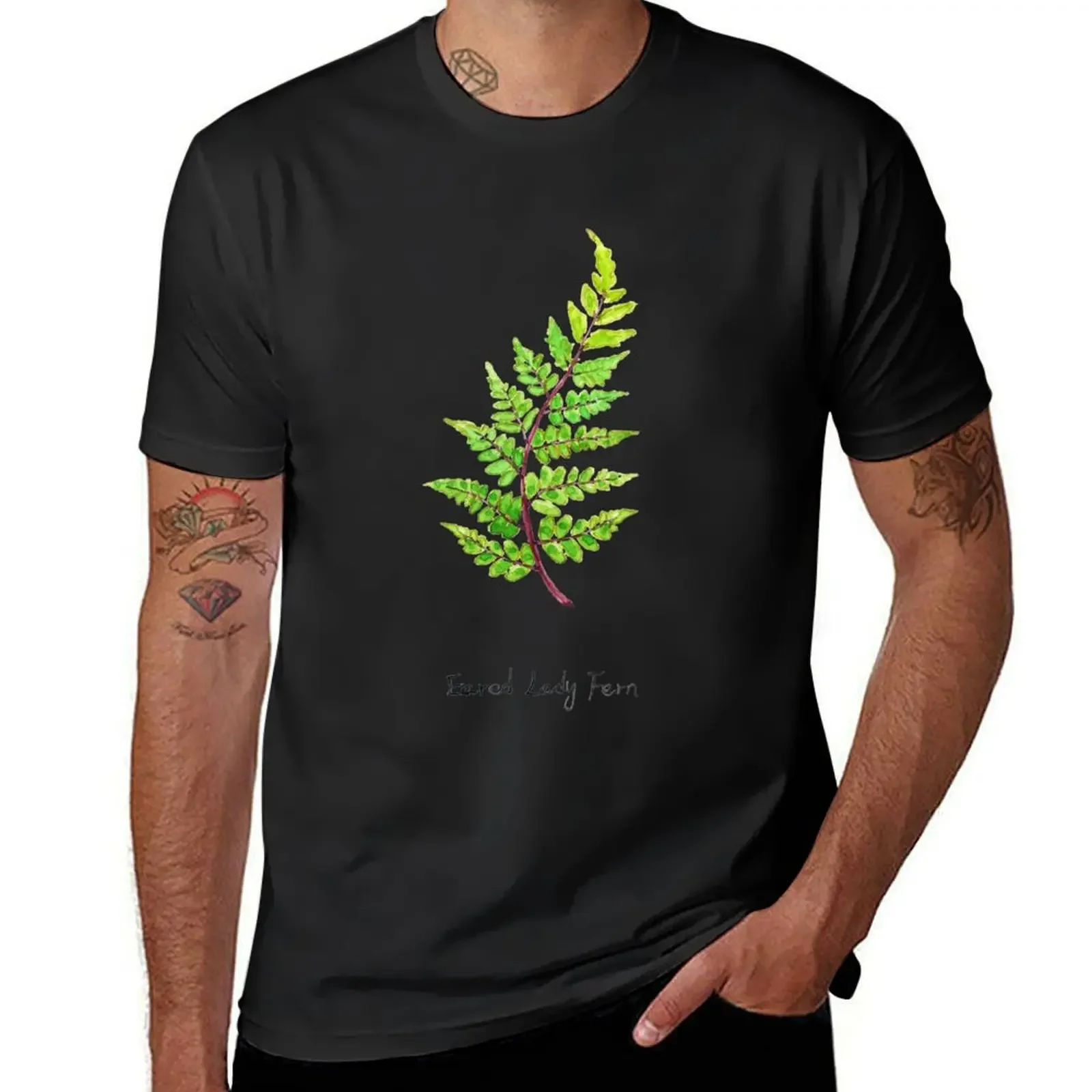 eared lady fern watercolor T-Shirt essential t shirt sports fans workout shirts for men