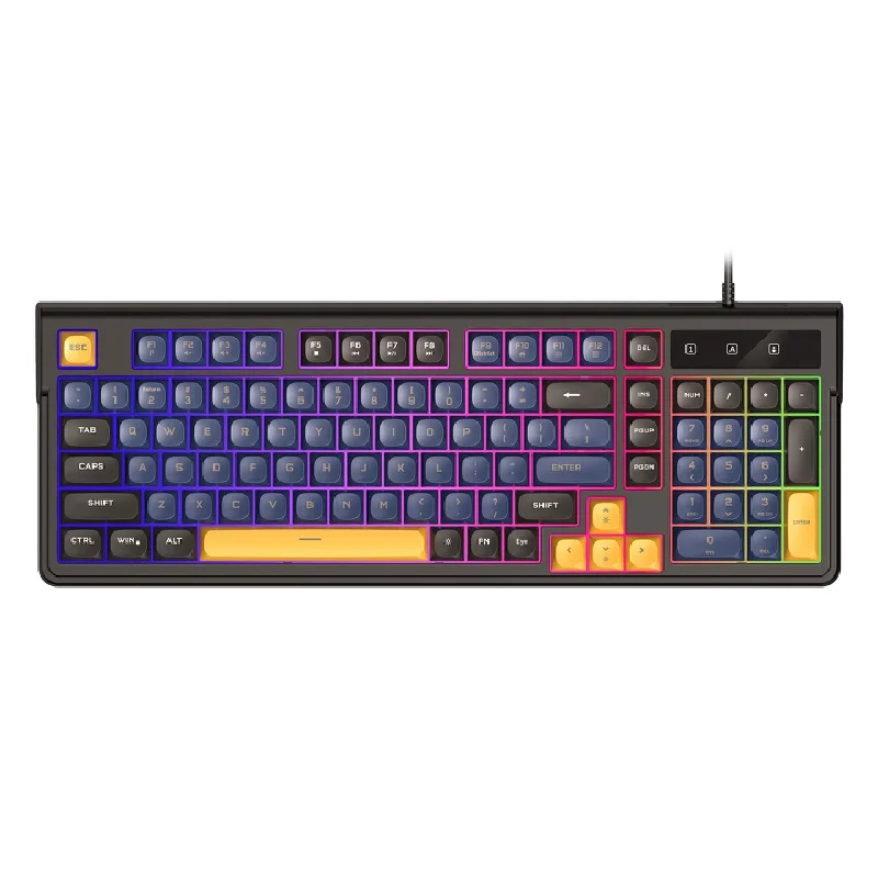 Wired Gaming Keyboard And Mouse Combo Tri Color Keycaps 98 Key Layout 19 Key Anti Ghosting Rgb Backlit For Pc Computer Laptop De