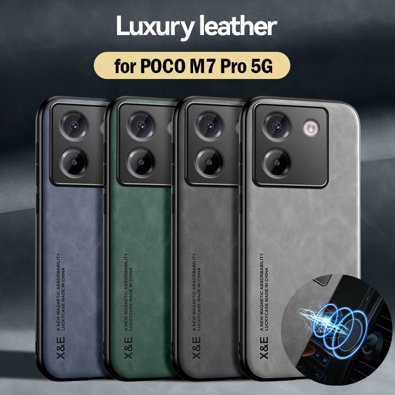 Luxus Leder Funda für Xiaomi POCO M7 Pro 5G Fall Ultra Dünne Auto Magnetische Schutz Telefon Abdeckung Capa