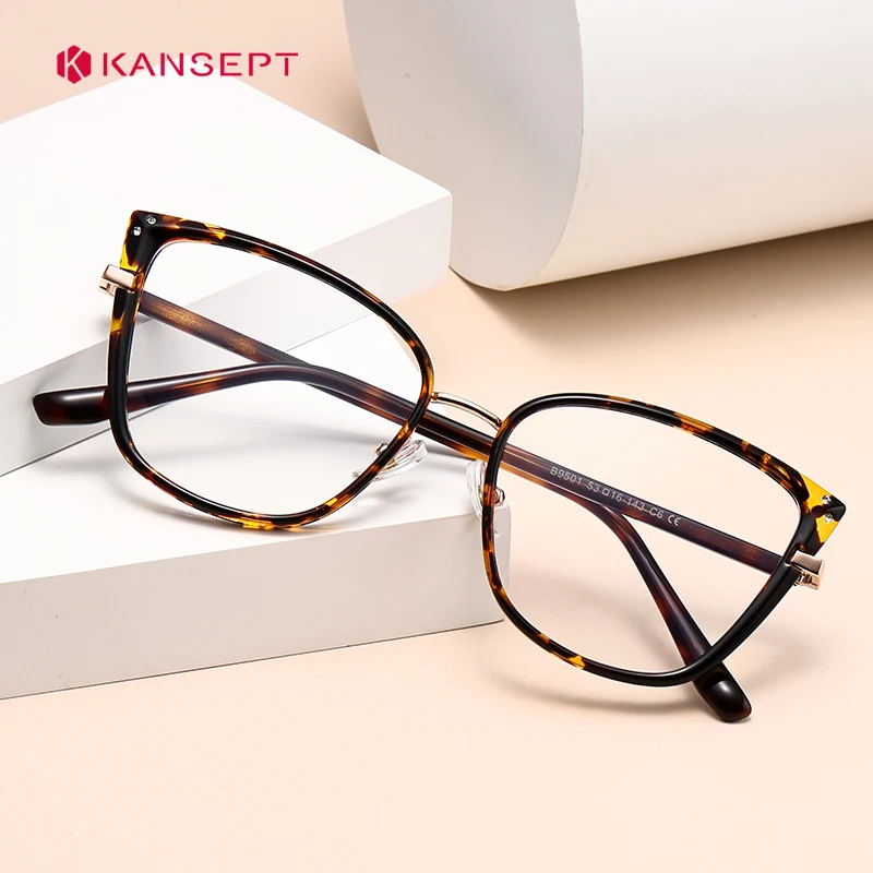 KANSEPT Fashion Cat Eye Customisable Myopia Prescription Optical Lenses Anti Blue Ray Butterfly Recipe Reading Glasses Women