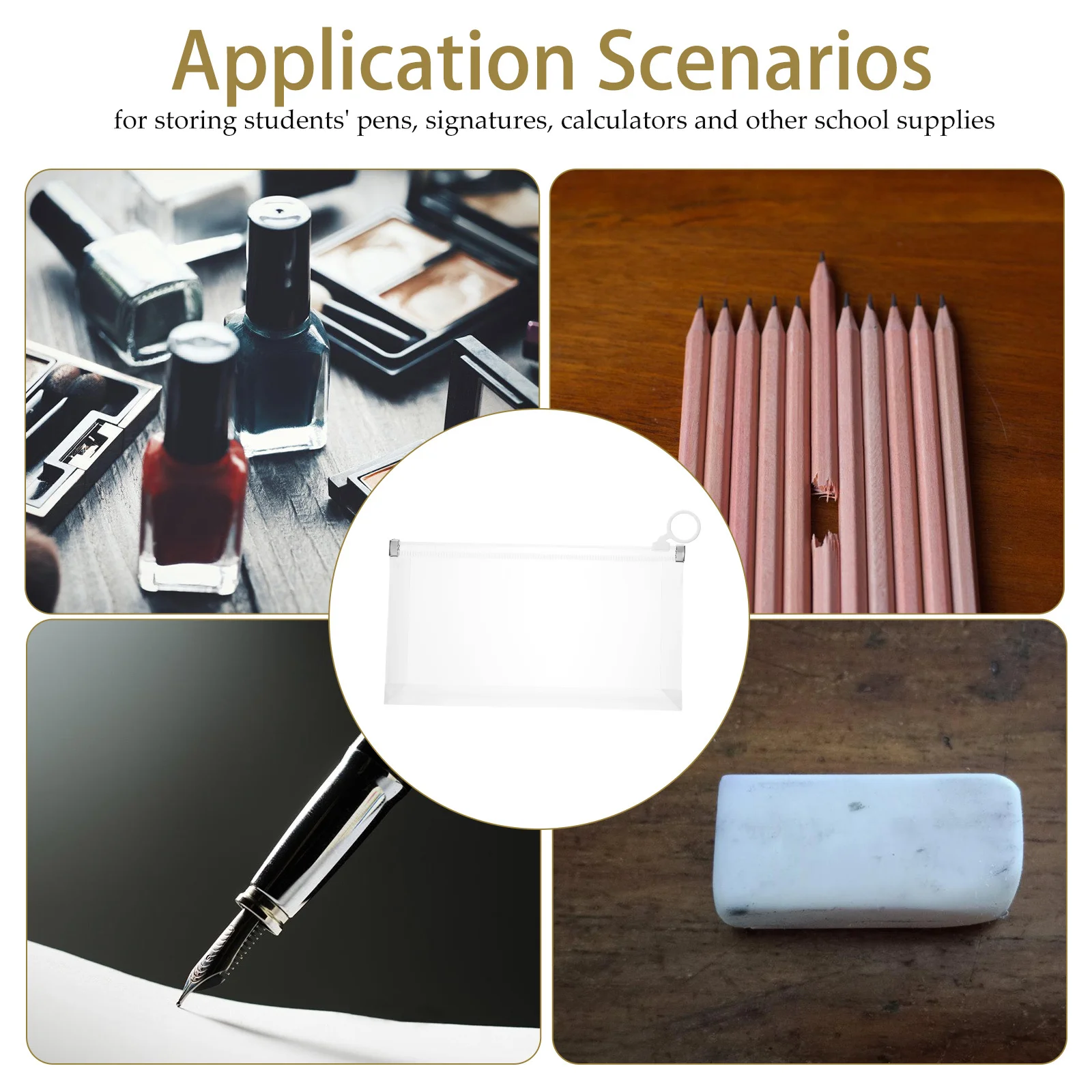 

10Pcs File Bag Pencil Case Compact Design Long-Lasting Stationery Organizer Large Capacity Pen Storage Bag