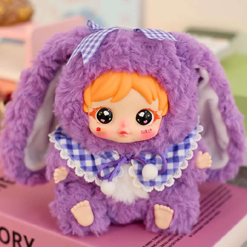 Originale Amy Furry Little Rabbit Series Scatola cieca in peluche Simpatico fiocco bambola morbida orecchie lunghe Ornamento da tavolo Regalo a sorpresa Scatola misteriosa