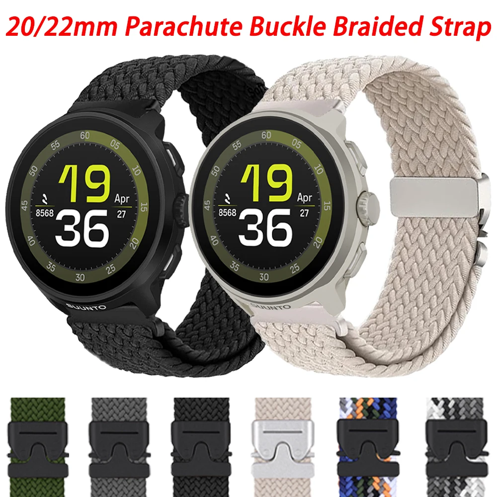 20 22 mm Fallschirm-Nylonarmband für SUUNTO RACE RUN/OCEAN-Uhrenarmband SUUNTO 9 5 PEAK PRO/3 Fitness/RACE S/VERTIKALES elastisches Armband