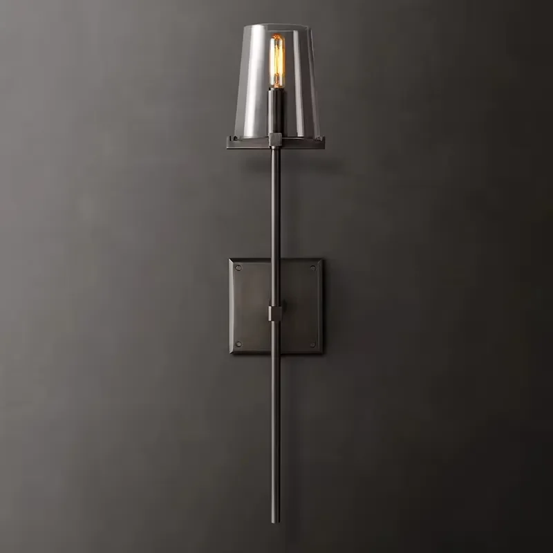 Brass Tapered Glass Wall Sconce Dimmable Minimalist Bedroom Bathroom Wall Lamp for Villa Home Décor Lighting Projects Custom