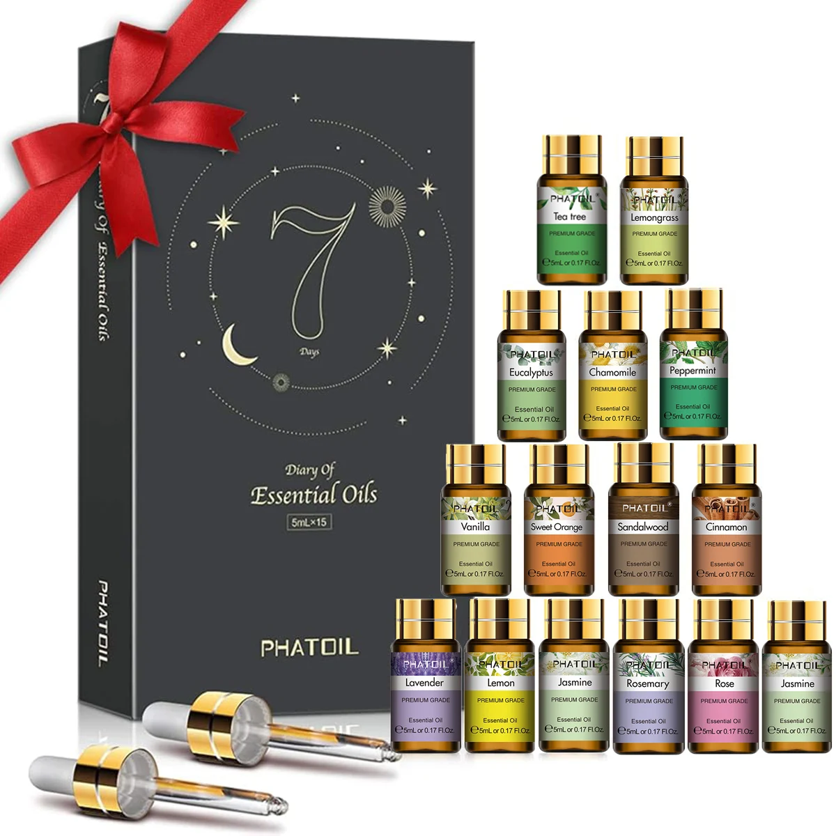 PHATOIL – ensemble d'huiles essentielles d'aromathérapie, 15 pièces, pour diffuseur, 5ml, cannelle, lavande, eucalyptus, menthe poivrée, citron, vanille, huiles aromatiques