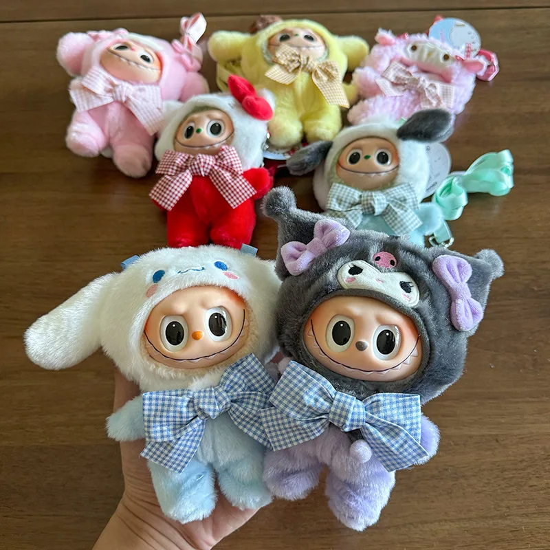 

For 17cm Labubu Dolls Accessories DIY Doll Clothes Heartbeat Long Eared Furry Rabbit Costume Cartoon Dress Up Labubu Outfit