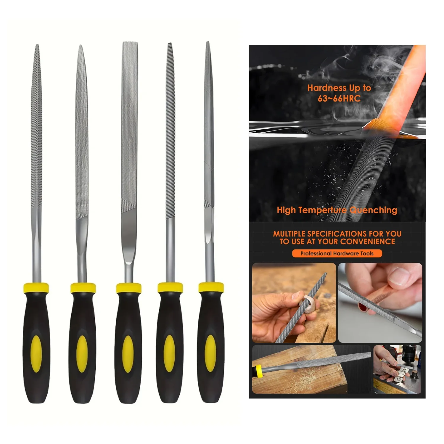 5/6/10PCS Premium Needle File Set High Carbon Steel Files Tool with Non Slip Handles for Precise Filing on Wood Plastic Model