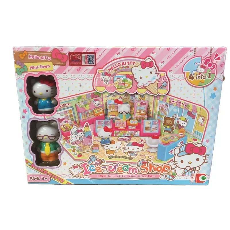 

Sanrio Hello Kitty Mini Town Магазин мороженого Удобный магазин Ролевые игры Дом Костюм Игрушки Подарки Модель Украшения